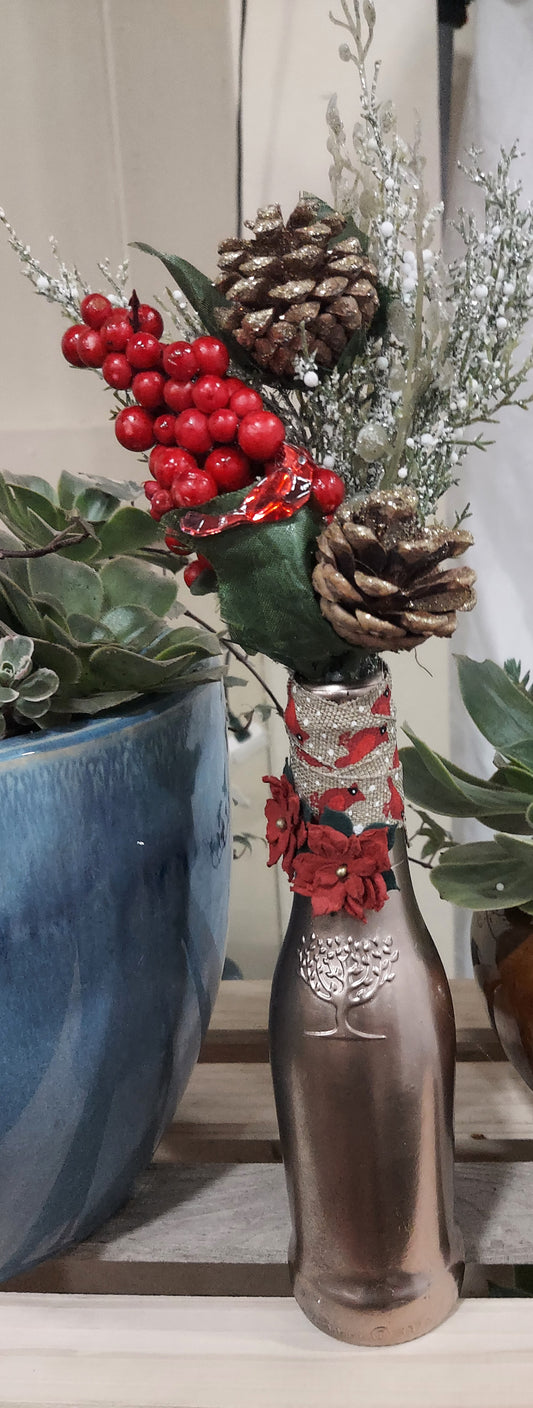 Bottle art winter arrangement